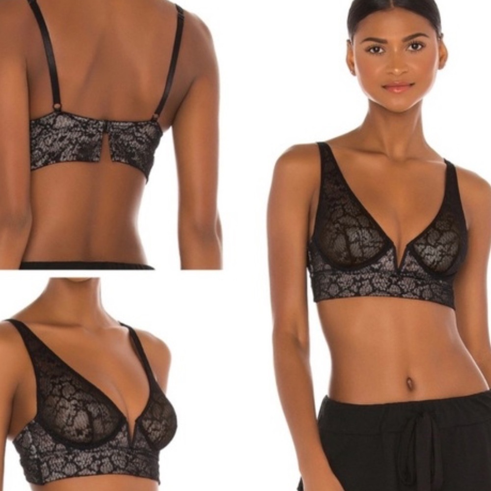 Intimately Free People Tameeka Black Sheer Lace Sexy Bra Size Small